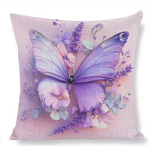 Lavender Butterfly Decorative Pillowcase, Ultra-soft Polyester Material Living Room Sofa Backrest Car Pillowcase Home Decoration