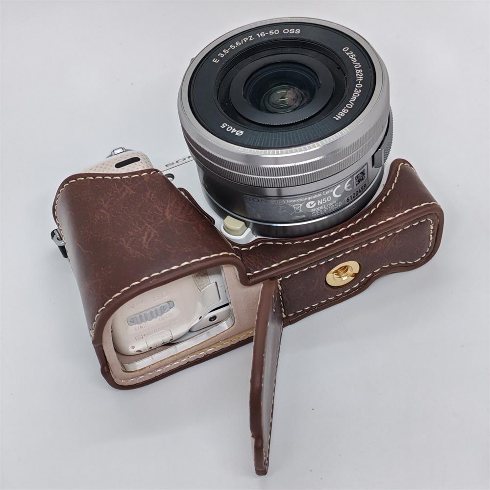

PU Leather Camera Half Case for Sony NEX5N NEX-5N NEX5R NEX-5R NEX5T NEX-5T Battery Opening Bottom Cover