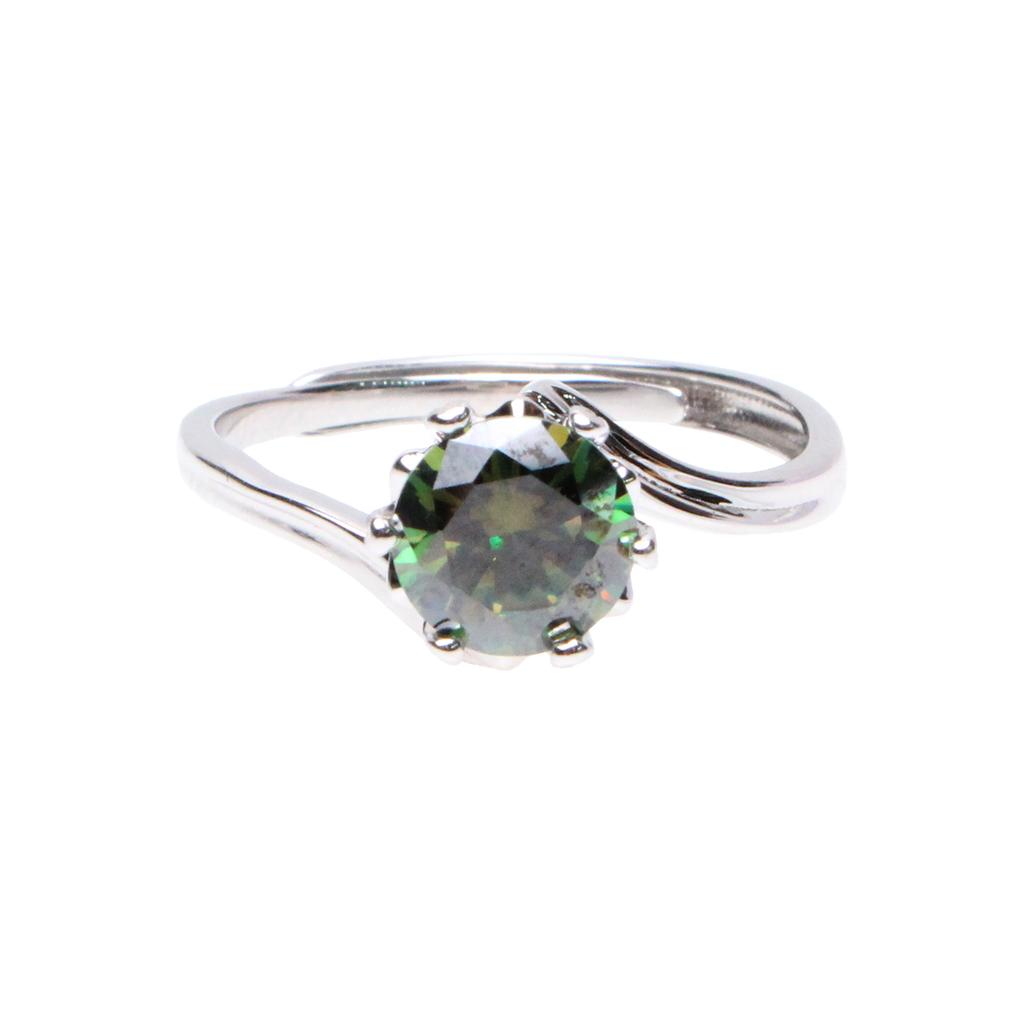 Bien Vetu Green Moissanite Ring 1 Carat Wave Setting 123