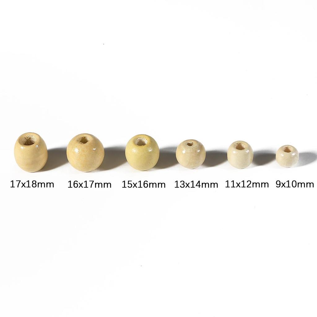 50 peças contas soltas de madeira redondas naturais cor de café buraco grande para acessórios de fabricação de joias diy