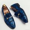 Fashion New Dress Leather Shoes For Men Luxury Brand British Gold Blue National Pattern Oxfords Gentleman Wedding Prom Footwear
