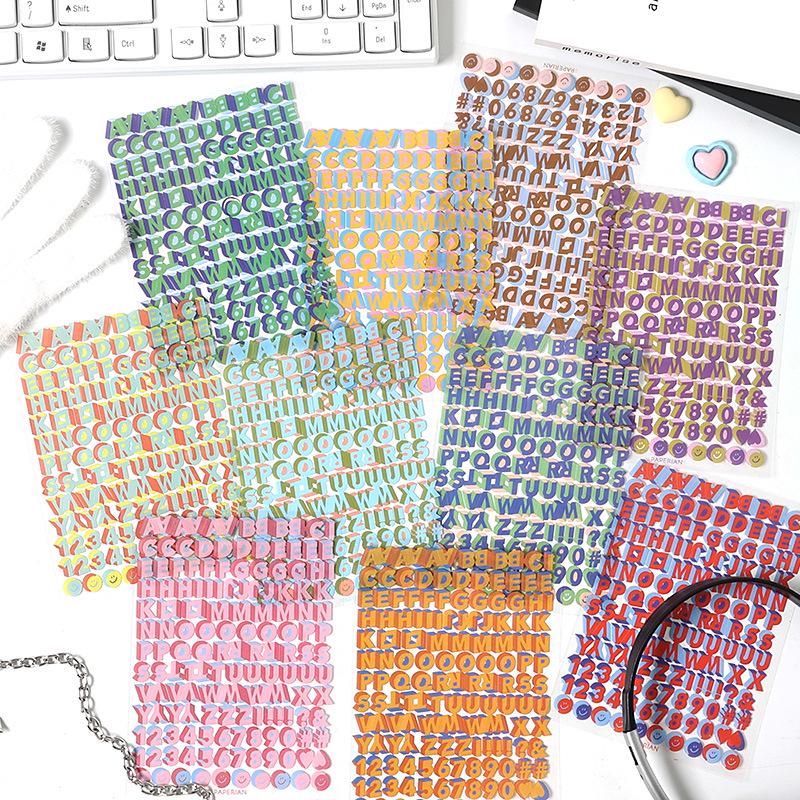 Yuezhen 3D Dynamic Journal Stickers - PET Letter & Number Stickers for Journaling