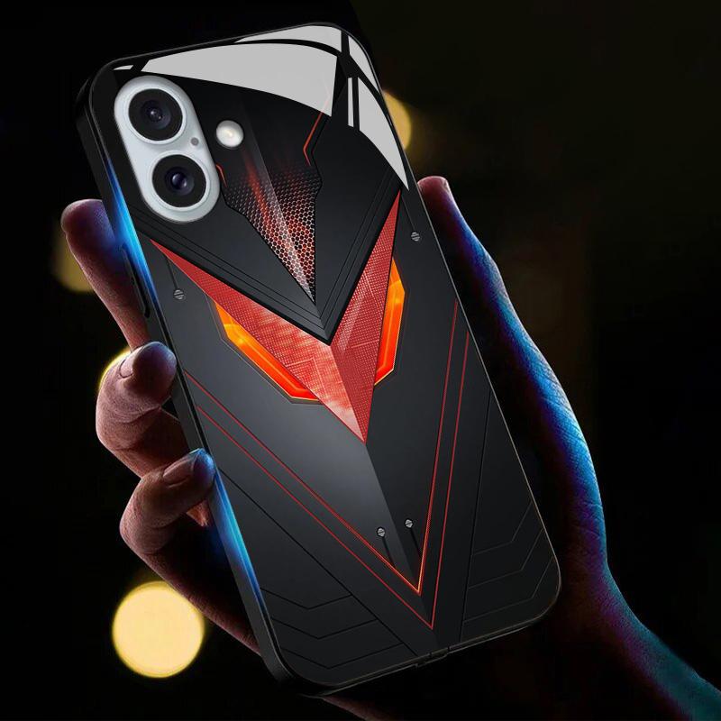 For iPhone 16 Case Call Flash Series Pattern Printing Tempered Glass+TPU Combo Phone Case