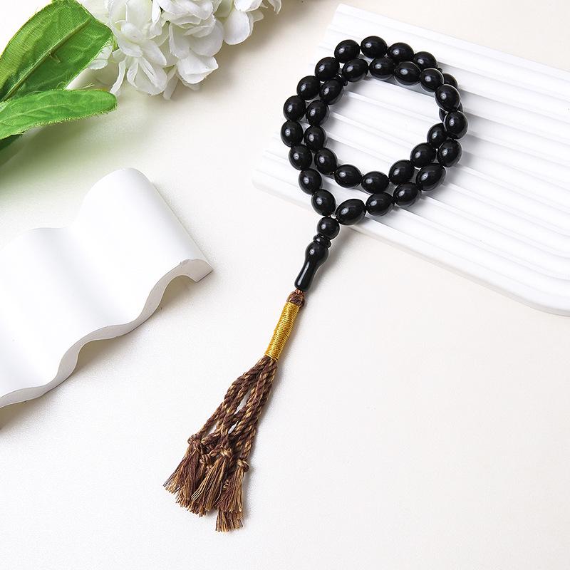 Handheld 45-Bead Muslim Rosary Tassel Bracelet - Middle Eastern Islamic Prayer Jewelry