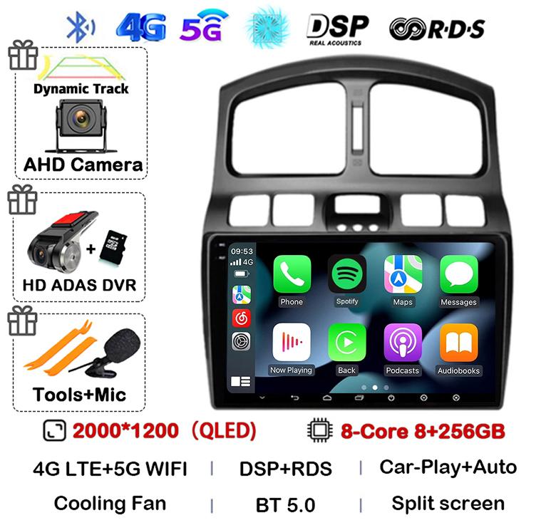 Android 14 Car Radio For Hyundai Santa Fe SM 2000-2012 For JAC S1 (Rein) 2007-2013 Multimedia Video Player Navigation Stereo DSP