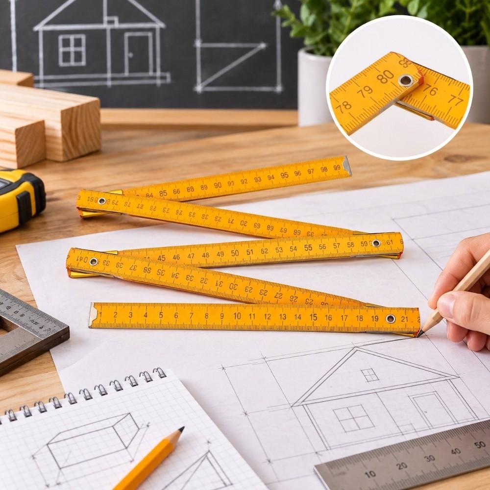 2pcs Five Fold Design Folding Yard Stick Portable Design Folding Measuring Stick For Carpenter