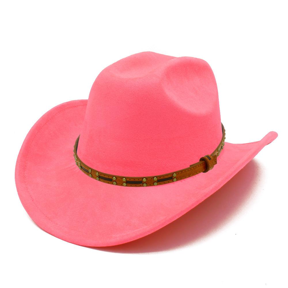 Multi-color Optional High-quality One-word Top Classic Simple Western Cowboy Hat Tan Leather Rivet Accessories Top Hat