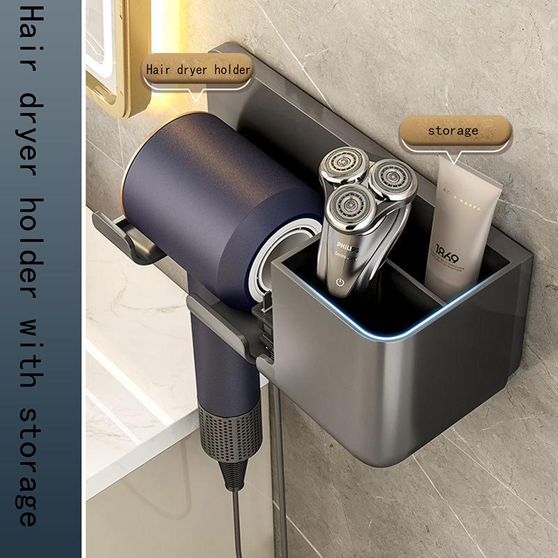 Hair Dryer Storage Holder Bathroom Wall Mounted Storage Holder Home Shelf Storage Shelves Accessories Hair Brush Storage Bracket