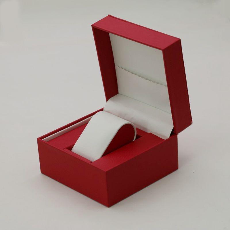 Rounded Corner PU Leather Single Watch Storage Box with Threaded Flip Cover