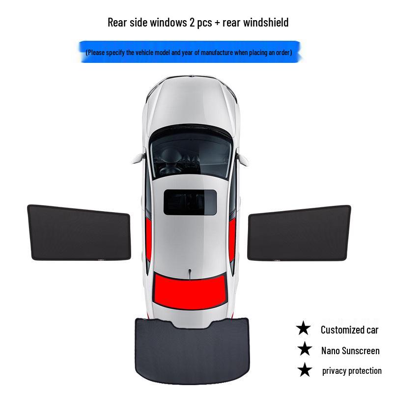 Fiat-500 Magnetic Sunshade Window Curtain - Heat Insulation and UV Protection for Car Interior.