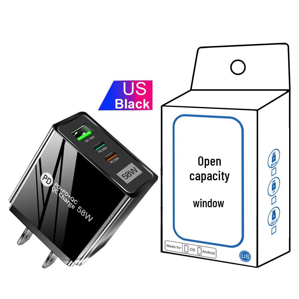 58W Dual Fast Charger with 2PD & QC3.0 for EU/US/UK/KR/AU