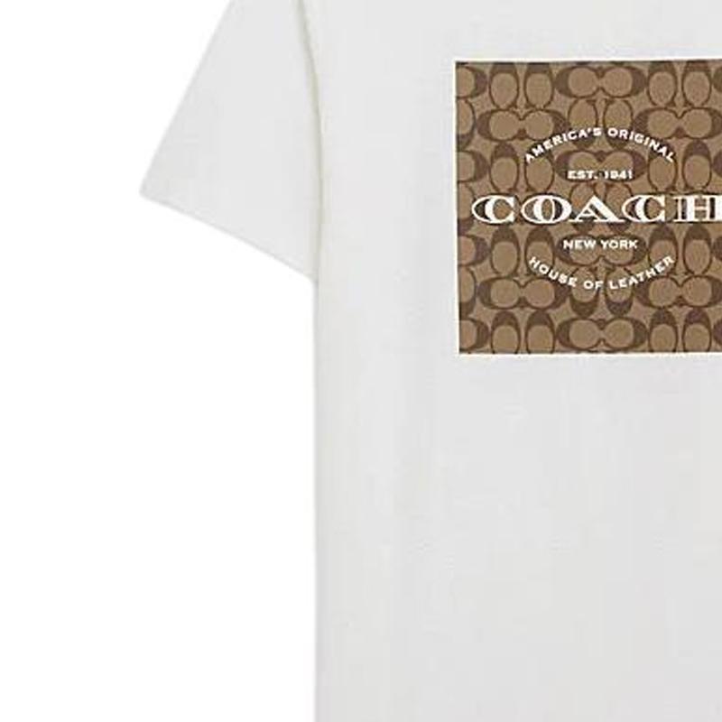 COACH T-Shirts Men's White Crew Neck Moderate CO790-WHT