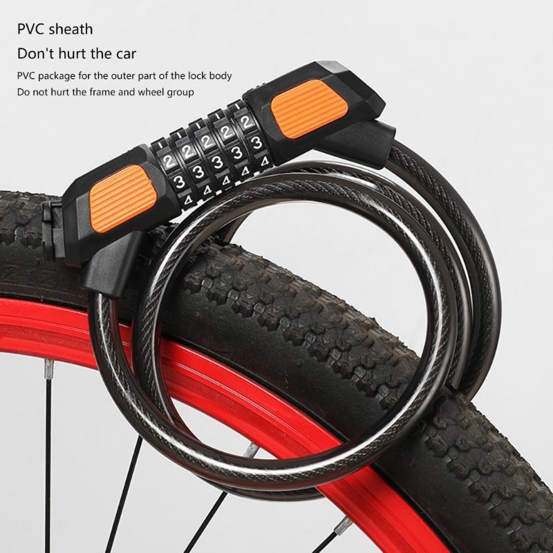 Bike Lock Cable 5Digits Resettable Combination Cable Lock, Bike Code Lock Small Security Bike Lock for Mountain Bicycles