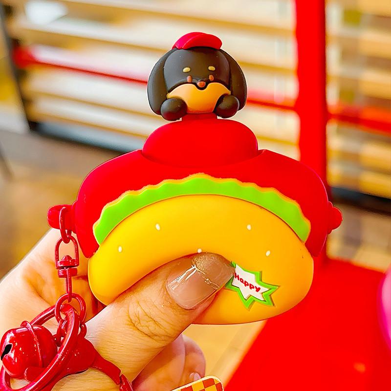 

Dog Sausage Cuter Bounce Style Silicone Keychain Pendant For Children Gift чёрный