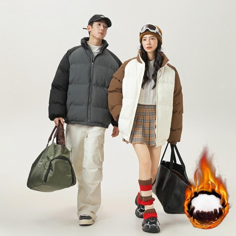 Stand-up Collar Cotton-padded Clothes Men's Winter Windproof Velvet Thickened Cotton-padded Clothes Couple Thickened High-quality Cotton-padded Jacket