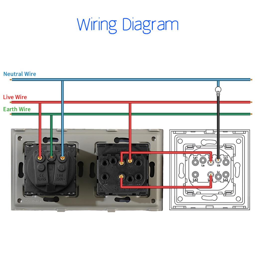 Bingoelec New Design Wear Resistant 3gang 1 Way Indicator Light Mechanical Wall Switch Socket