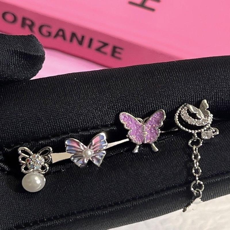 Y2K Ear Pins Butterfly Shaped Party Jewelry Gift Studs Earrings Ear Studs Alloy Material Party Jewelry for Women Girls