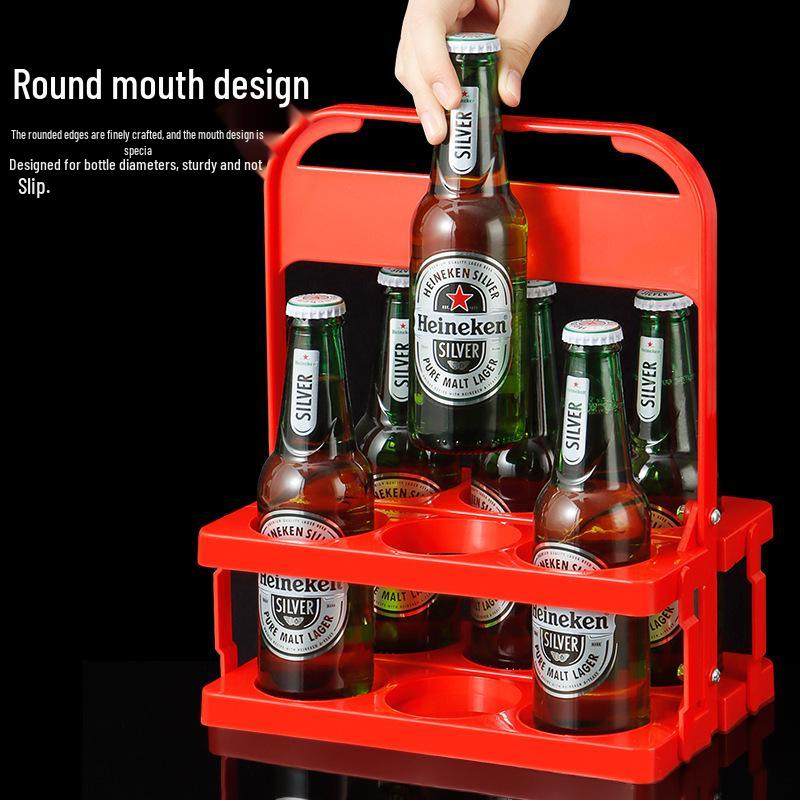 Compact Plastic Foldable Wine & Beverage Holder - 6-Bottle Capacity
