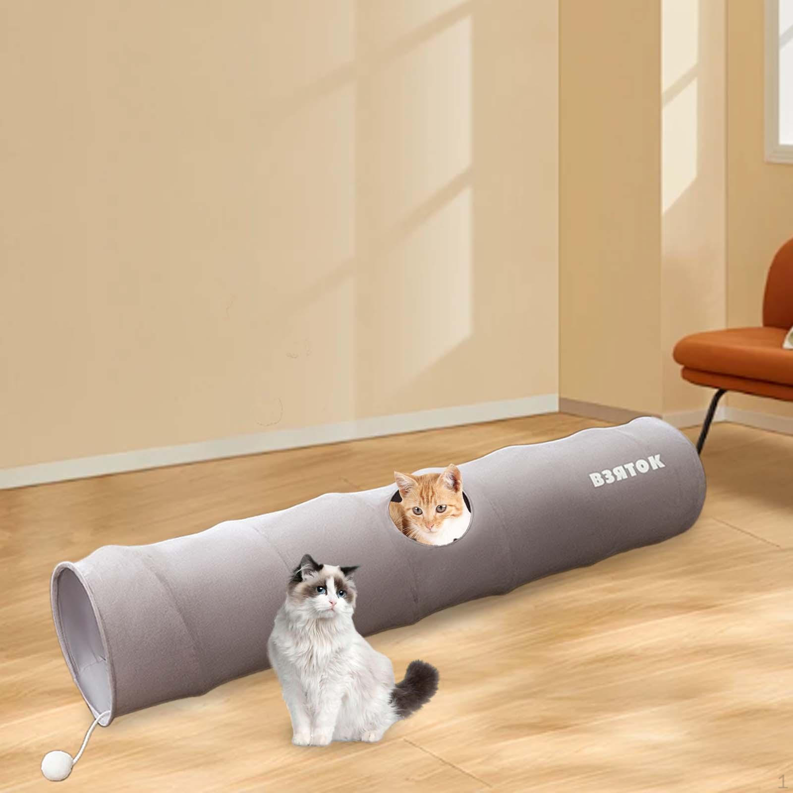 

Игровой туннель для кошек, диаметр 9,8 дюйма, складная, устойчивая к царапинам игрушка для домашних животных с мячом для кроликов серый