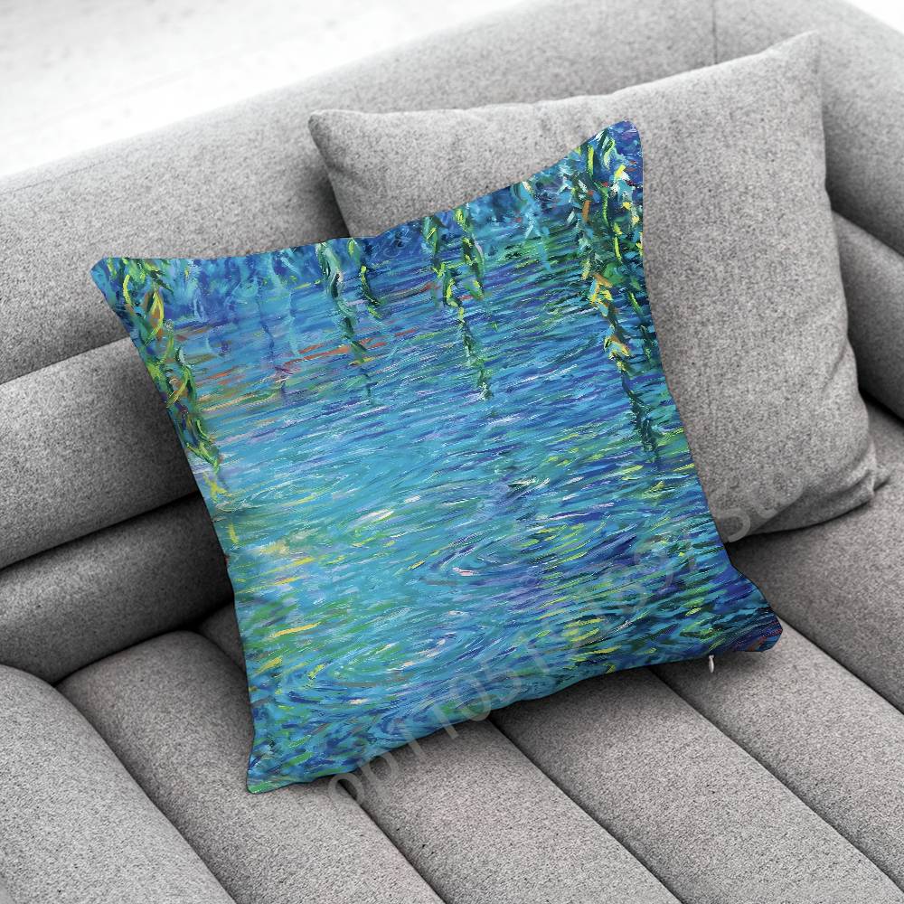 C-Claude Monet Garden Paint Throw Pillow Case For 55x55cm 40x40cm 45x45cm 50x50cm 30x30cm Square Office Pillowship Cover
