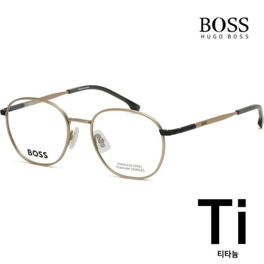 [Hugo Boss] Hugo Boss Titanium Eyeglass Frames BOSS1416 0NZ Matte Gold Round Stainless Steel
