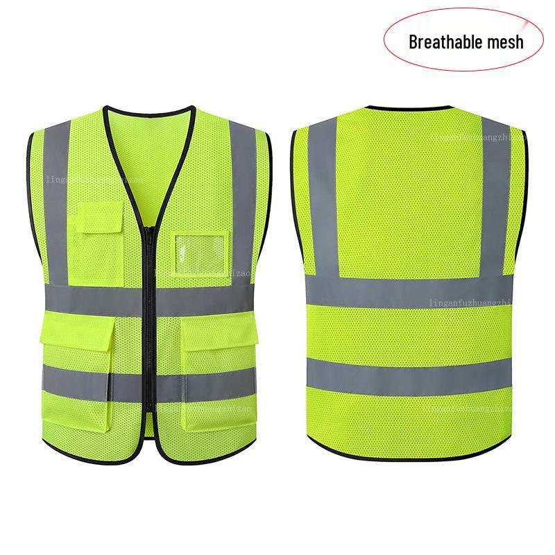 Multi-Pocket Reflective Vest for Sanitation & Construction with Printing