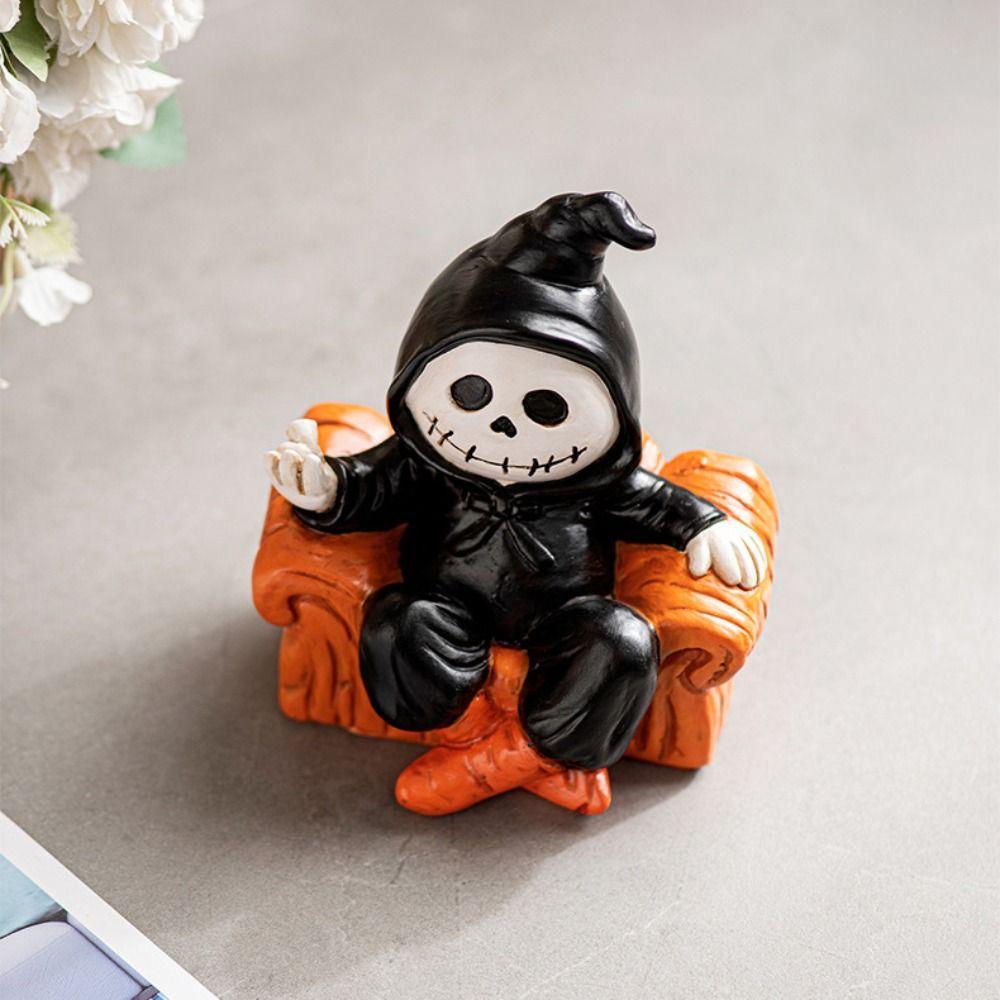 Resin Halloween Sofa Ghost Figure Spooky Ghost Statue Ornament Funny Ghost Art Sculpture  Bedroom
