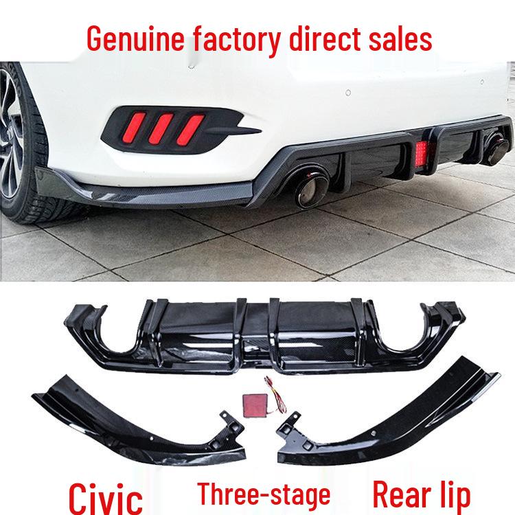 Compatible Rear Spoiler Kit with Lights for 10th-Gen Civic: Three-Section Lip & Bumper Modification