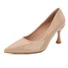 Nude 34 high heels women's stiletto 2025 spring and autumn new patent leather pointed 41 with skirt professional work shoes single shoes