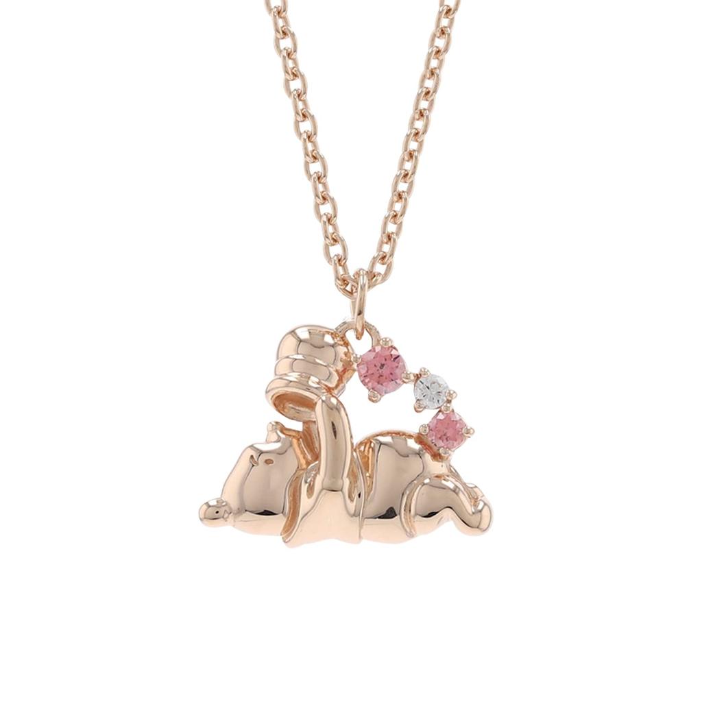 Disney Winnie the Pooh Silver Necklace Pendant with Pink Gold Plating and Honey Cubic Zirconia (VPCDSW0053)