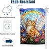 Stained Glass Orange Cat Garden Flag for Outside 28x40 Double Sided Rainbow Bridge Cat Memorial Gifts for Loss of Cat Bereavement Pet Sympathy Gift