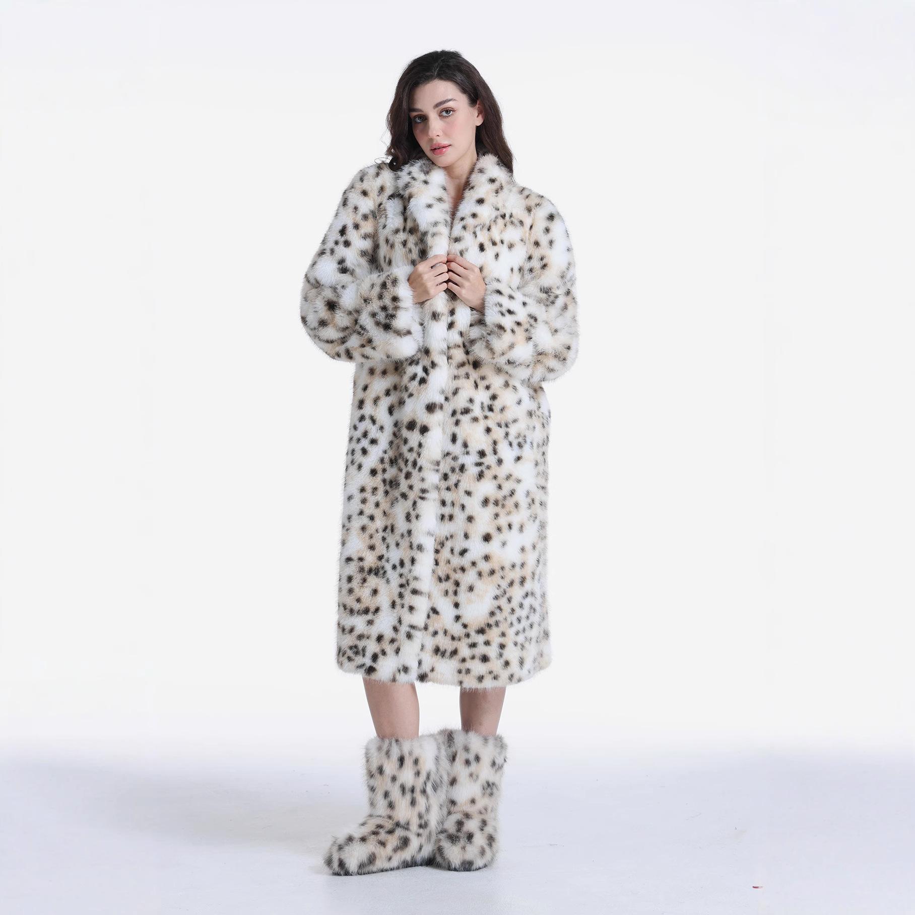 New Autumn And Winter Women s Faux Fur Leopard Print Thickened Faux Mink Fur Jacket one size for all