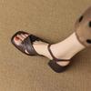 Fashion Genuine Leather Women Sandals 2025 Summer Shoes for Women Casual Gladiator Women Shoes Vintage Sheepskin Chunky Heel Sandals
