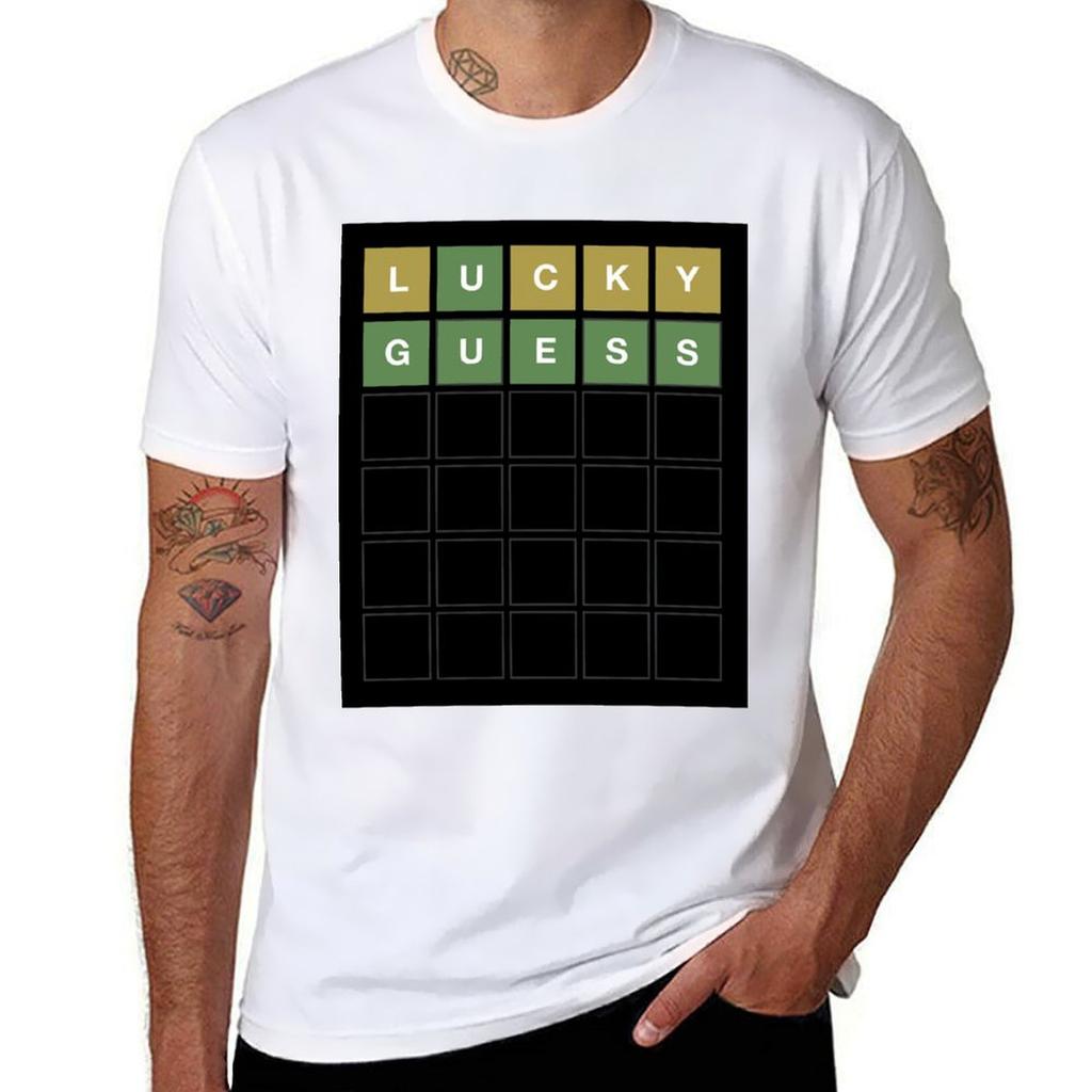 Wordle Lucky Guess Funny Wordl Grid Word Game Design Classic Tshirt Unisex T Shirt Cotton 100 Cotton T Shirts Unisex 100 Tshirt