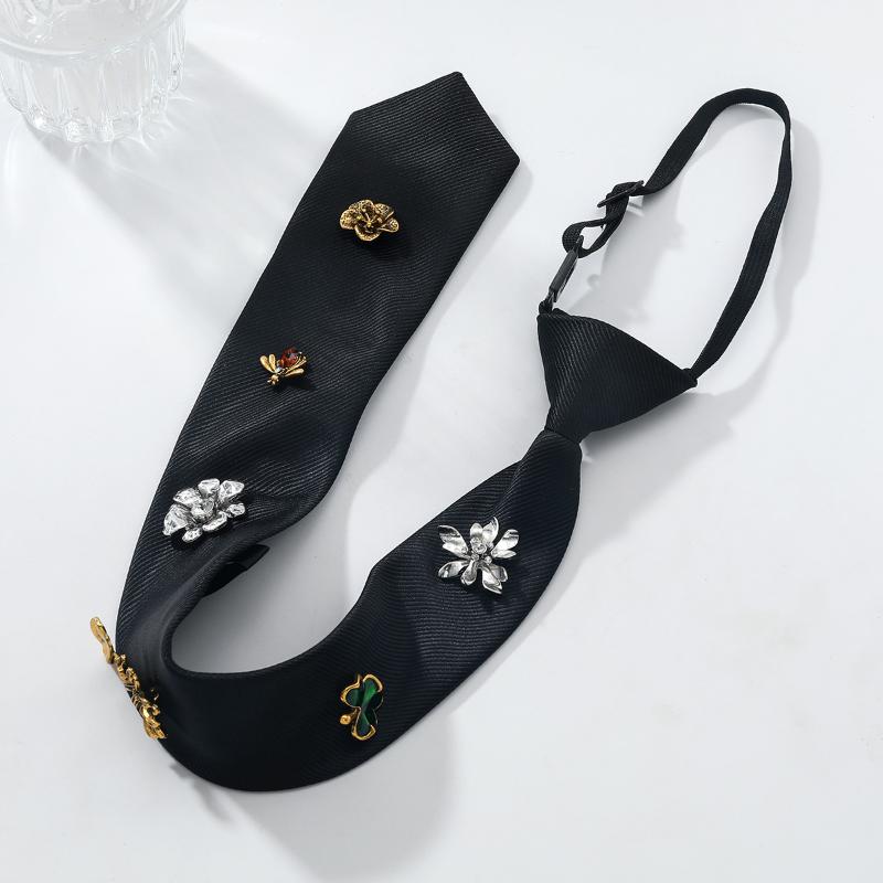 Korean Flower Tie Black Bee Necktie Insect Academic Style Decoration Shirt Tie Jk Uniform Decoration