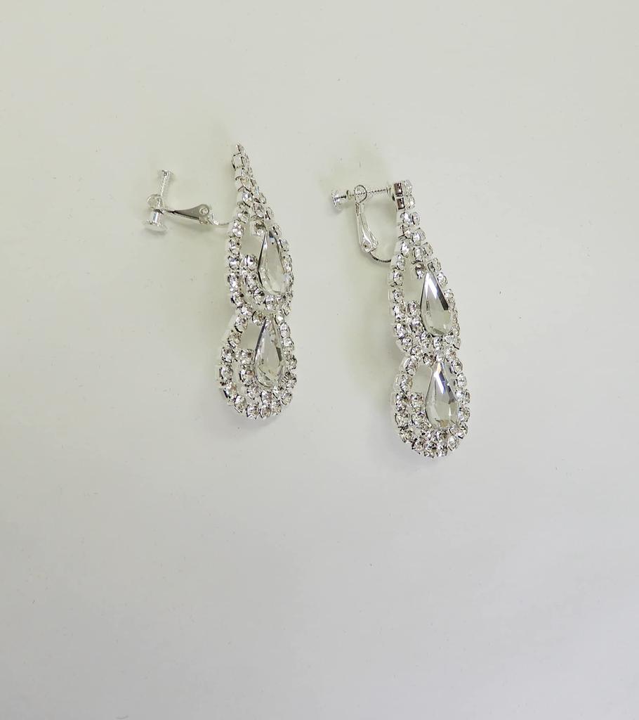Strass-Halsketten- und Ohrring-Set (Silbernes Ohrring-Set) - Wunderschönes Accessoire für Partys, besondere Anlässe und Abschlussfeiern.