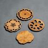 6Pcs/Set Chinese Style Wooden Round Cup Mat Lotus Flower Tea Cups Coaster  Home Decoration
