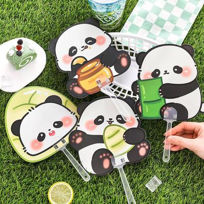 Uroczy Kreskówkowy Panda Wachlarz Ręczny Opakowanie 50 sztuk