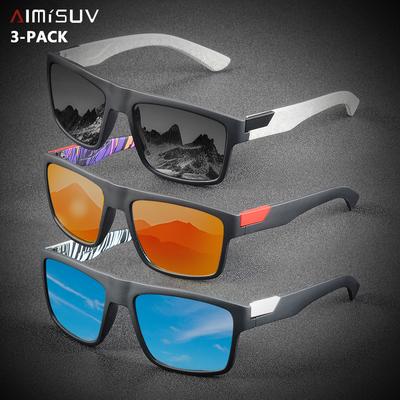 AIMISUV 3Pieces Classical Square Cycling Sunglasses for Men Outdoor Sports Running Driving Sun Glasses Women Goggles UV400