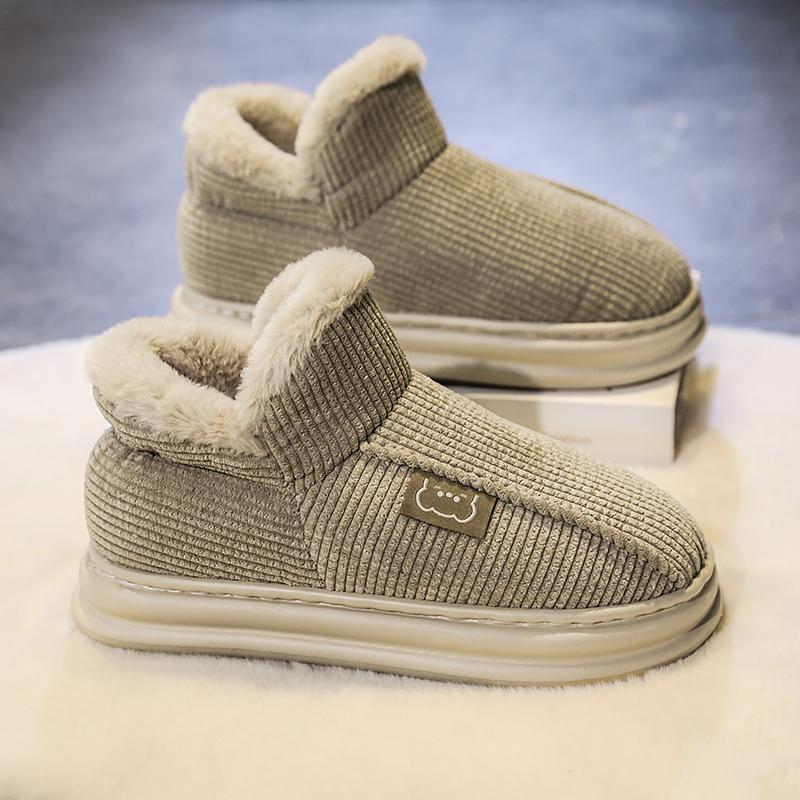 Heel cotton slippers winter velvet warm cotton shoes outdoor bread shoes