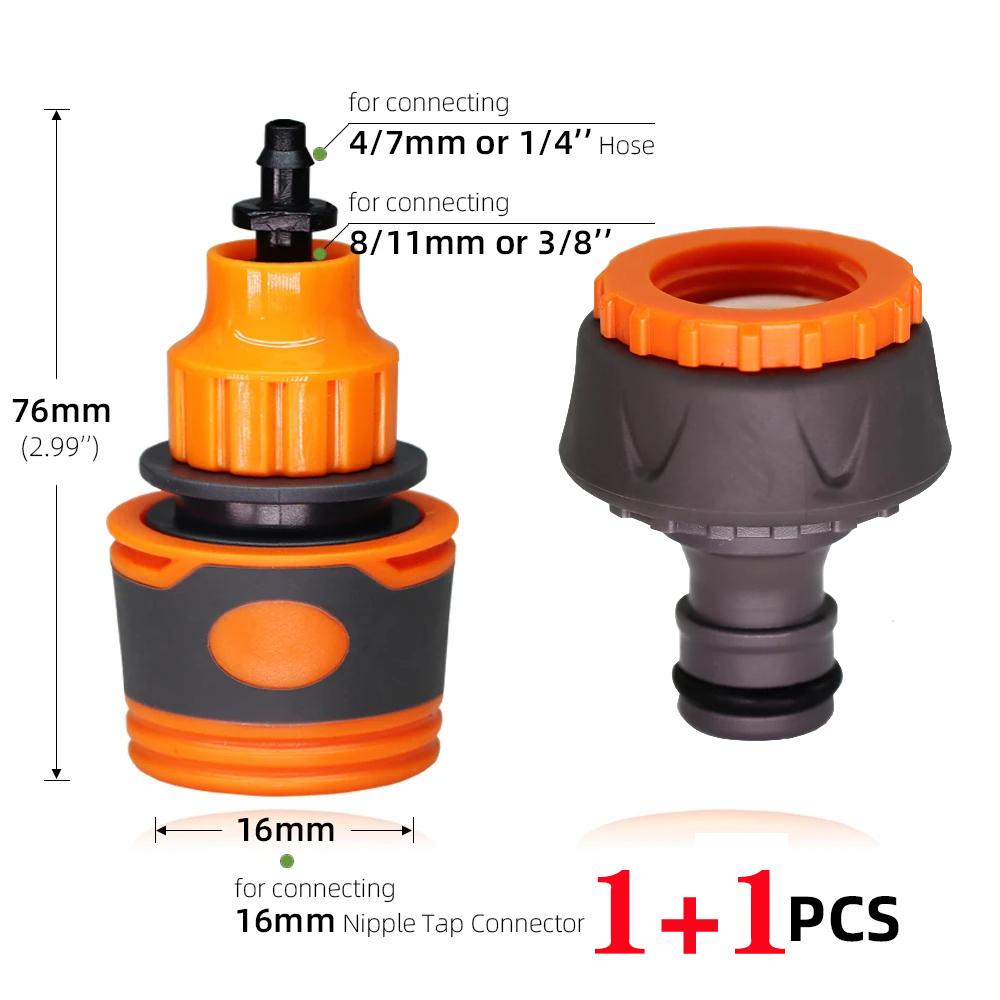 

2PCS 1/2 3/4 Garden Hose Adapter with 16mm Quick Connector Stop Water Coupler Joints Irrigation Tube Connect Repair Extender