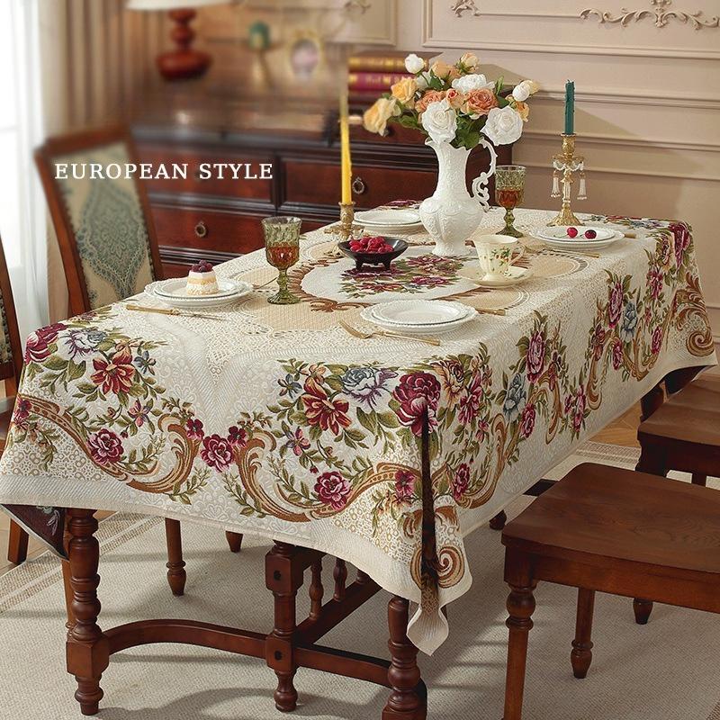 European Style Table Cloth for Home Use Thickened Anti Scald Dining Table Cloth Rectangular Dustproof and Beautifying Decoration