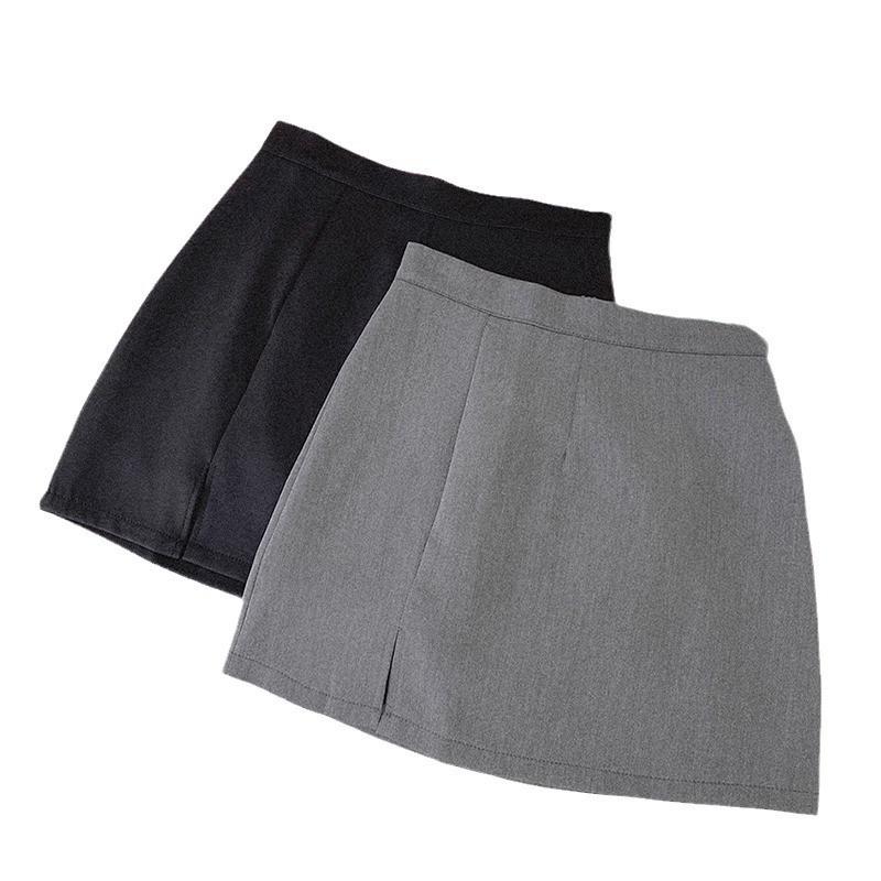 Jupe Classique Noire Mi-Corps Pour Femmes Avec Détail Fermeture Éclair Pour le Bureau et les Tenues Décontractées