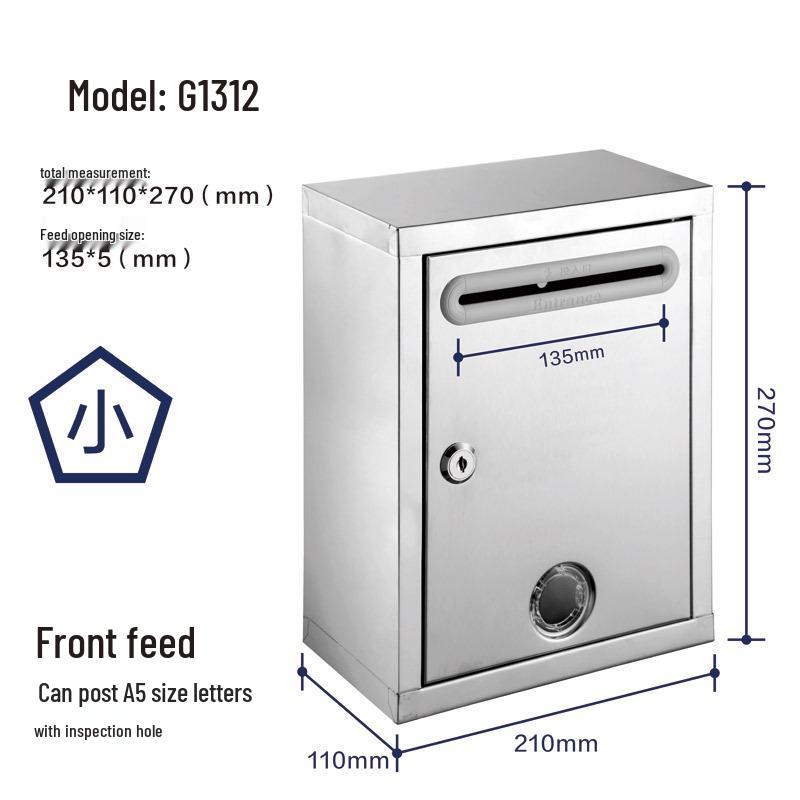 Wall-Mounted Large Stainless Steel Locking Mailbox: Outdoor Waterproof Suggestion and Reporting Box