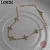 LGKGL S925 silver plated 18-karat gold four-leaf clover Full Star bracelet Simple zircon silver women's commute