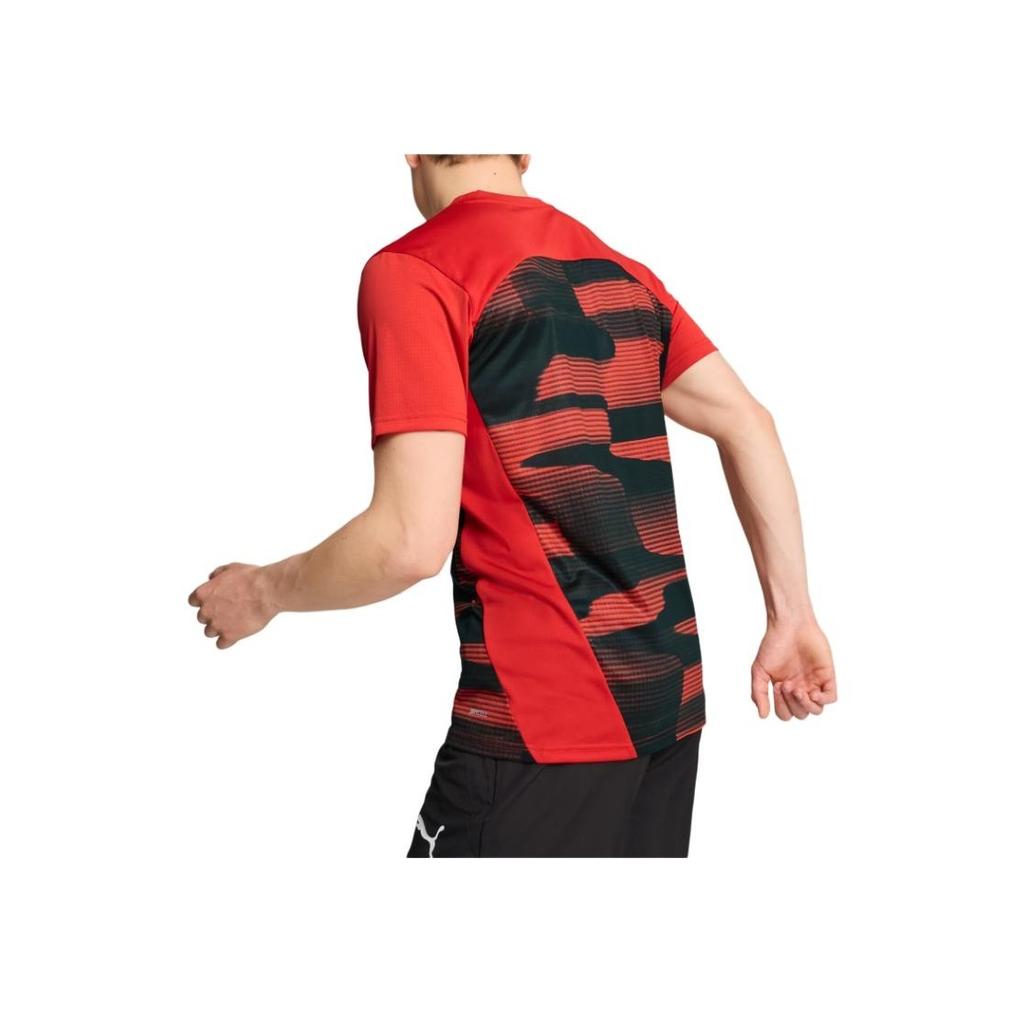 Puma Ac Milan Series Ss24 Brand Logo Sweat-Absorbing Round Neck Team Fit Short Sleeve T-Shirt Men T-Shirts Black Red 777712-01