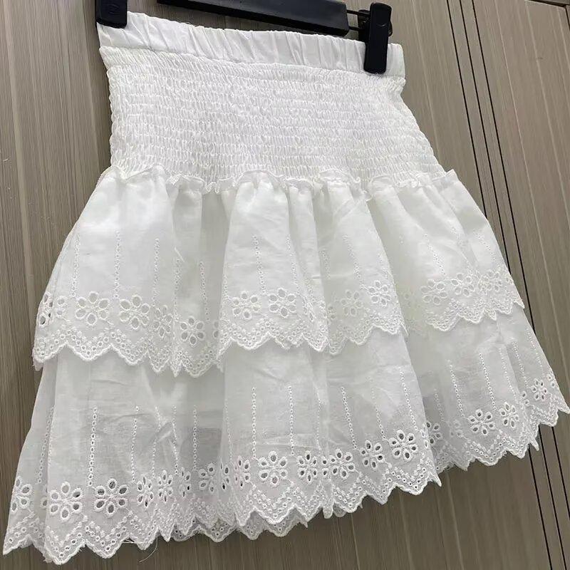 Plus Size Fluffy Layered Pleated High Waist A-line Skirt Pants for Women, Spring/Summer Trendy