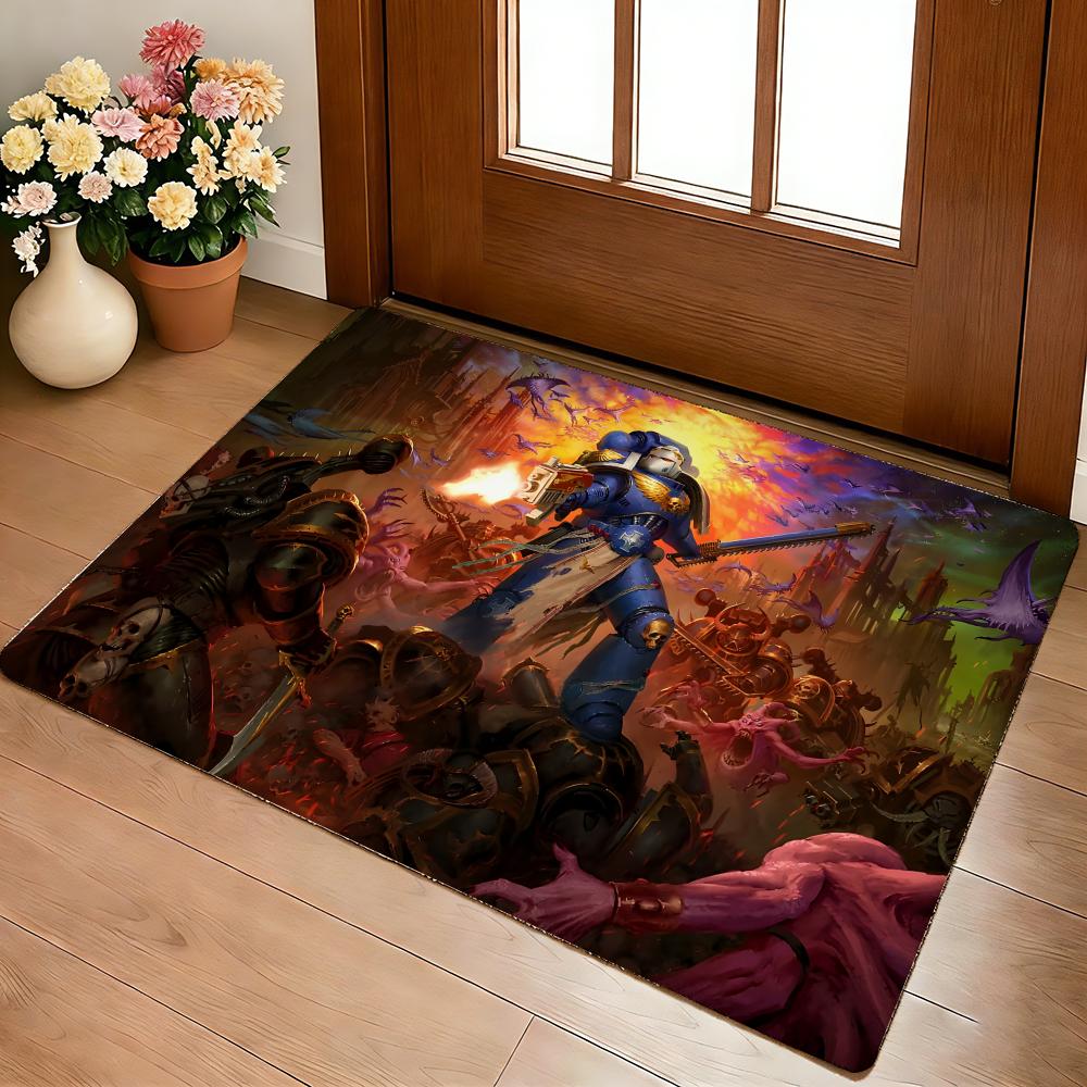 W-W-Warhammer Podložka na podlahu Útulný flanel Měkká silná protiskluzová podložka pro obývací pokoj ložnici kuchyň Dekorace Koberce