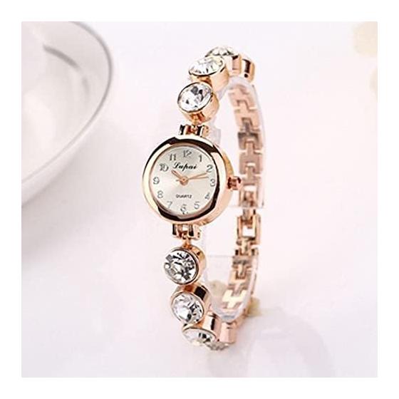 Fashion Quartz Watch Clear Crystal Alloy Bracelet Ladies Bracelet Watch Ladies Watch