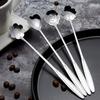 8/4PCS Stainless Steel Cherry Rose Flower Gold Scoop Coffee Spoon Gifts Kitchen Dessert Tea Accessories Tableware Decoration